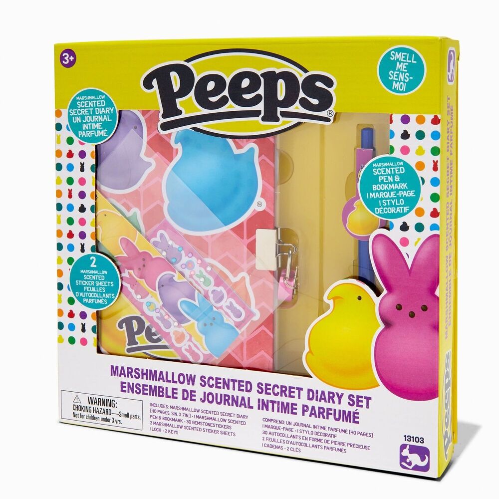 New Peeps Marshmallow Scented Girls Secret Diary Set Lock & Key Stickers
